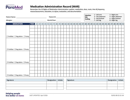 Medication Administration Record (MAR) - page 1