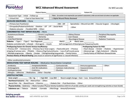 WCC Advanced Wound Assessment - page 1