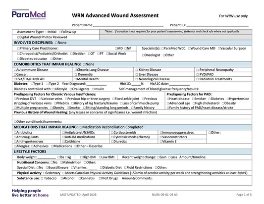 WRN Advanced Wound Assessment - page 1