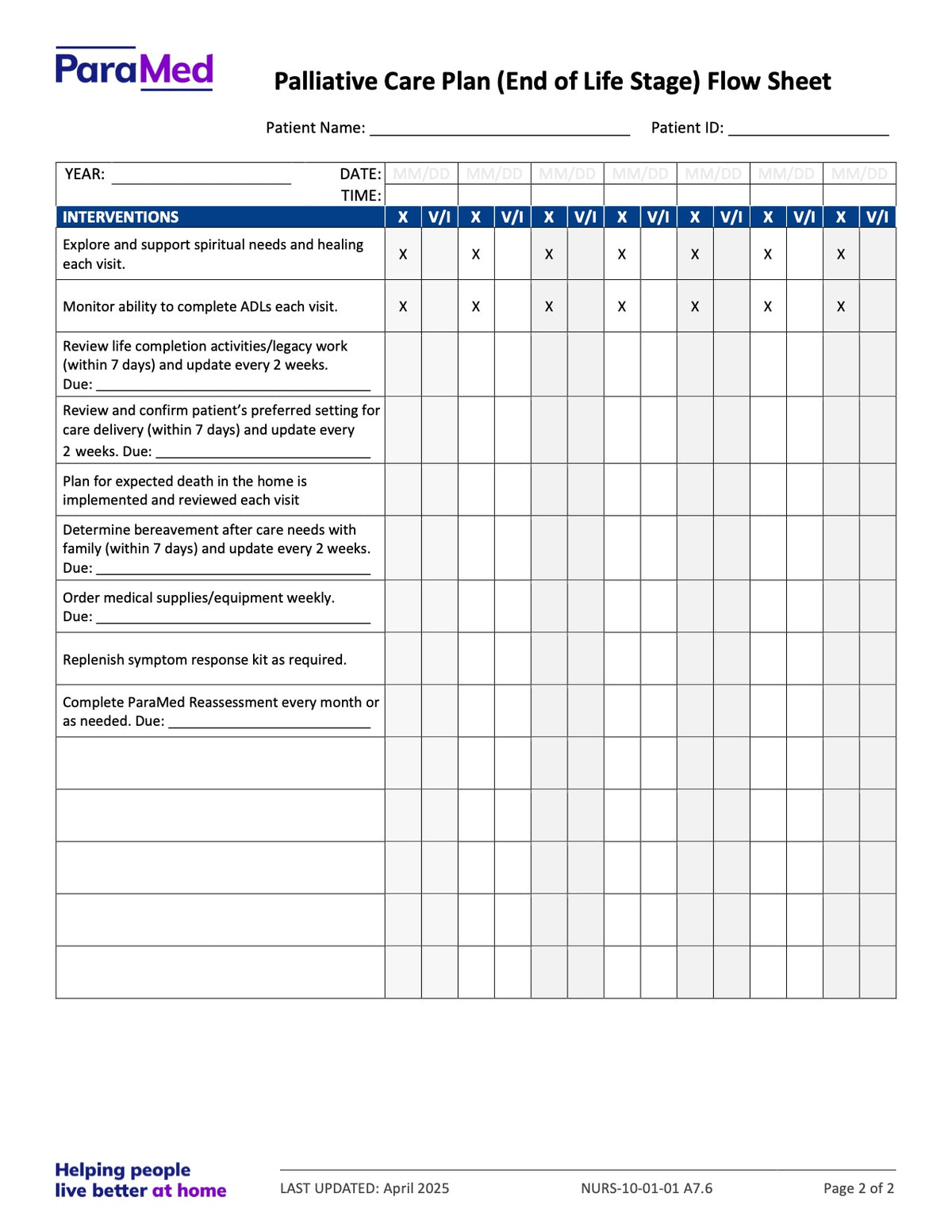 NURS-HPCB-NES - Hospice Palliative Care Bundle for Non-Electronic Sites