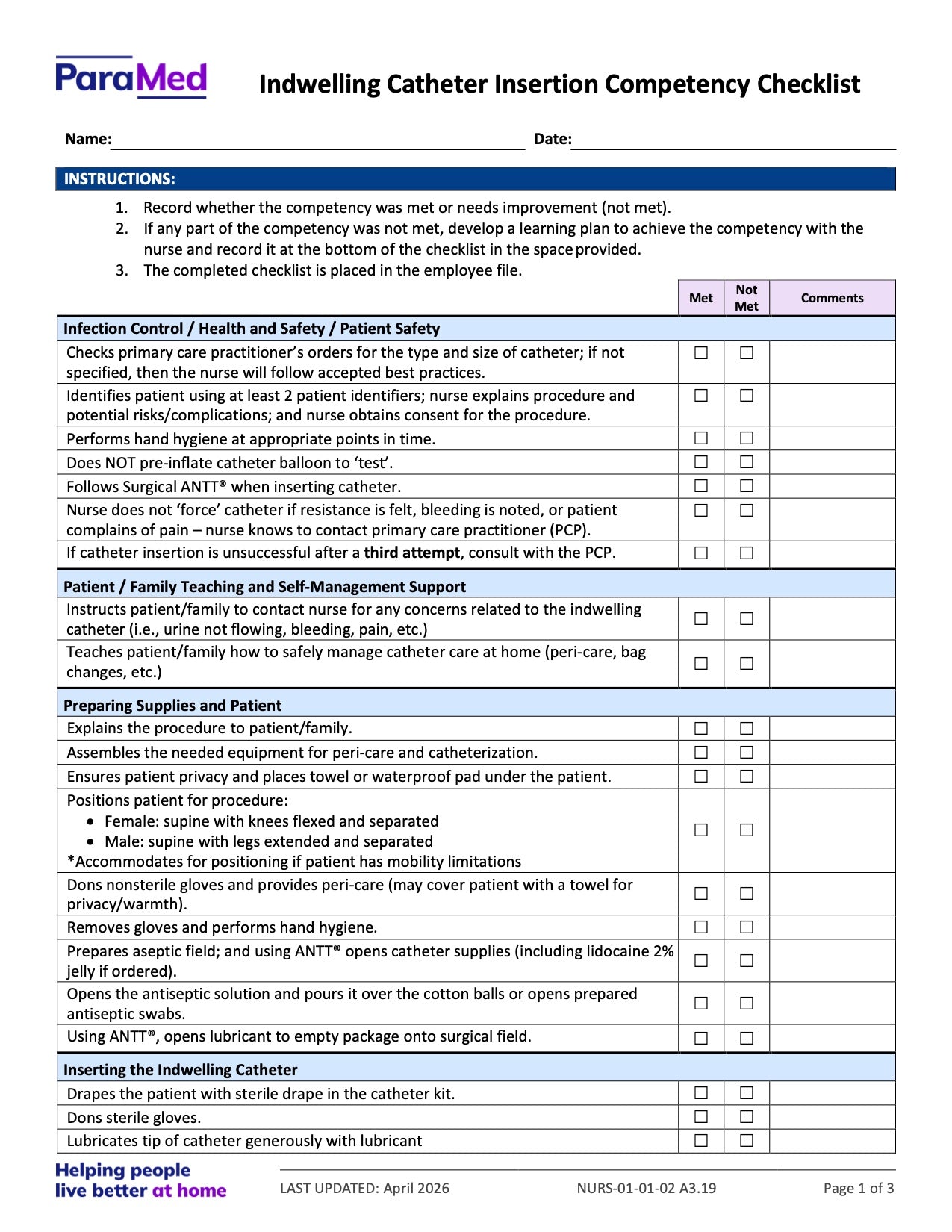 NURS-NOB-CATH - Nursing Orientation Bundle for Catheters