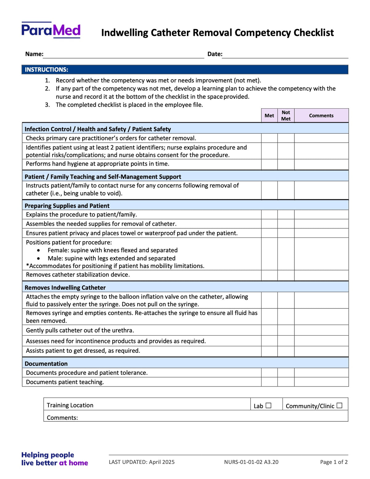 NURS-NOB-CATH - Nursing Orientation Bundle for Catheters