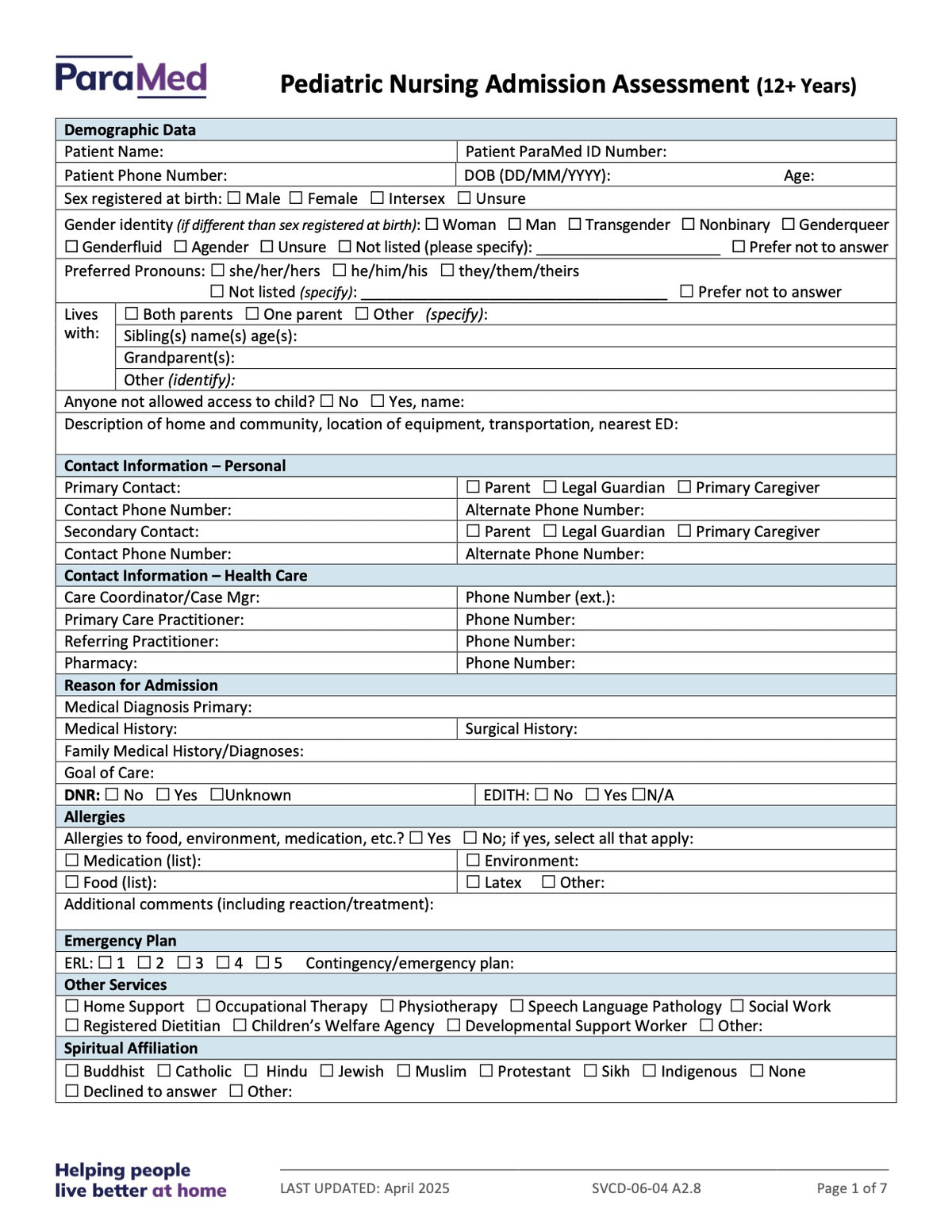 PEDS-12+ - Pediatric Bundle (ages 12+ yrs)