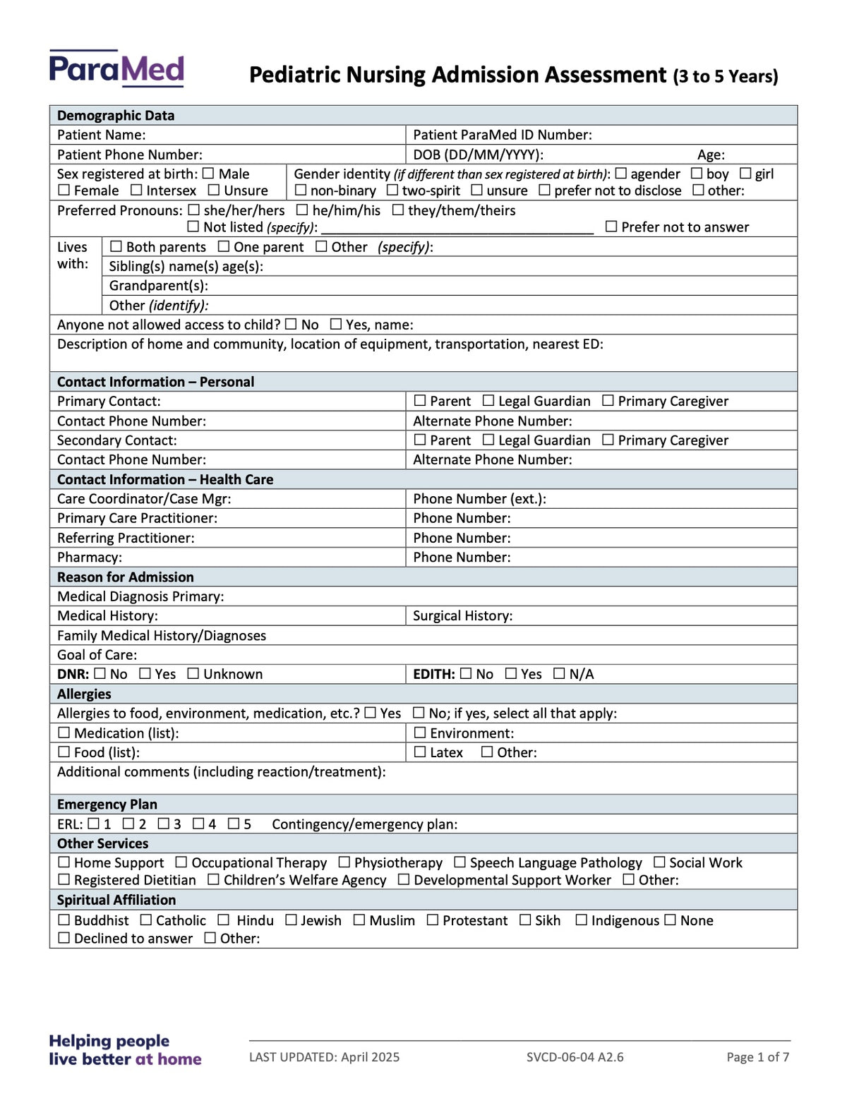 PEDS-3-5-NES - Pediatric Bundle (ages 3 to 5 yrs) for Non-Electronic Sites