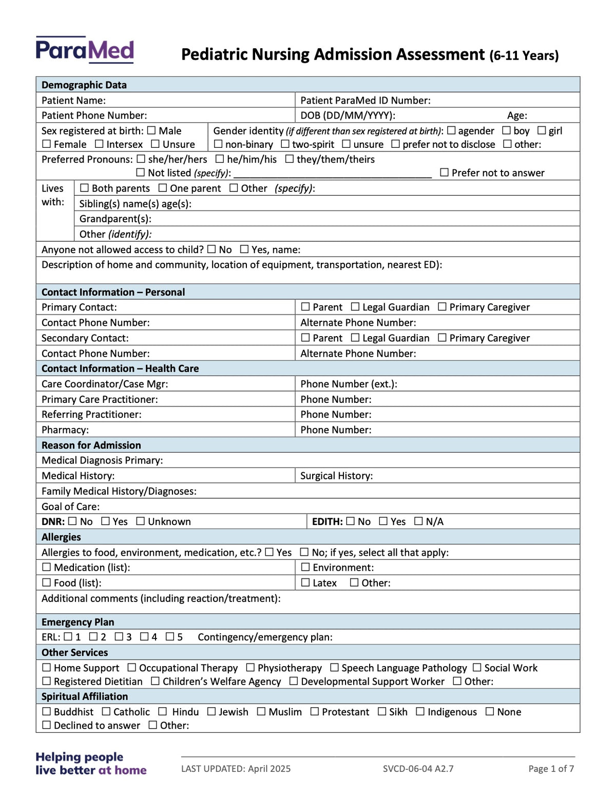 PEDS-6-11-NES - Pediatric Bundle (ages 6 to 11 yrs) For Non-Electronic Sites