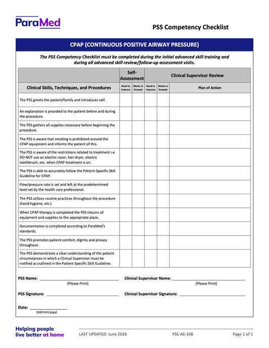 CPAP (Competency Checklist) - page 1