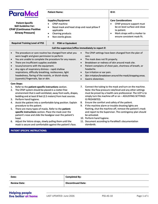CPAP (Skill Guideline) - page 1