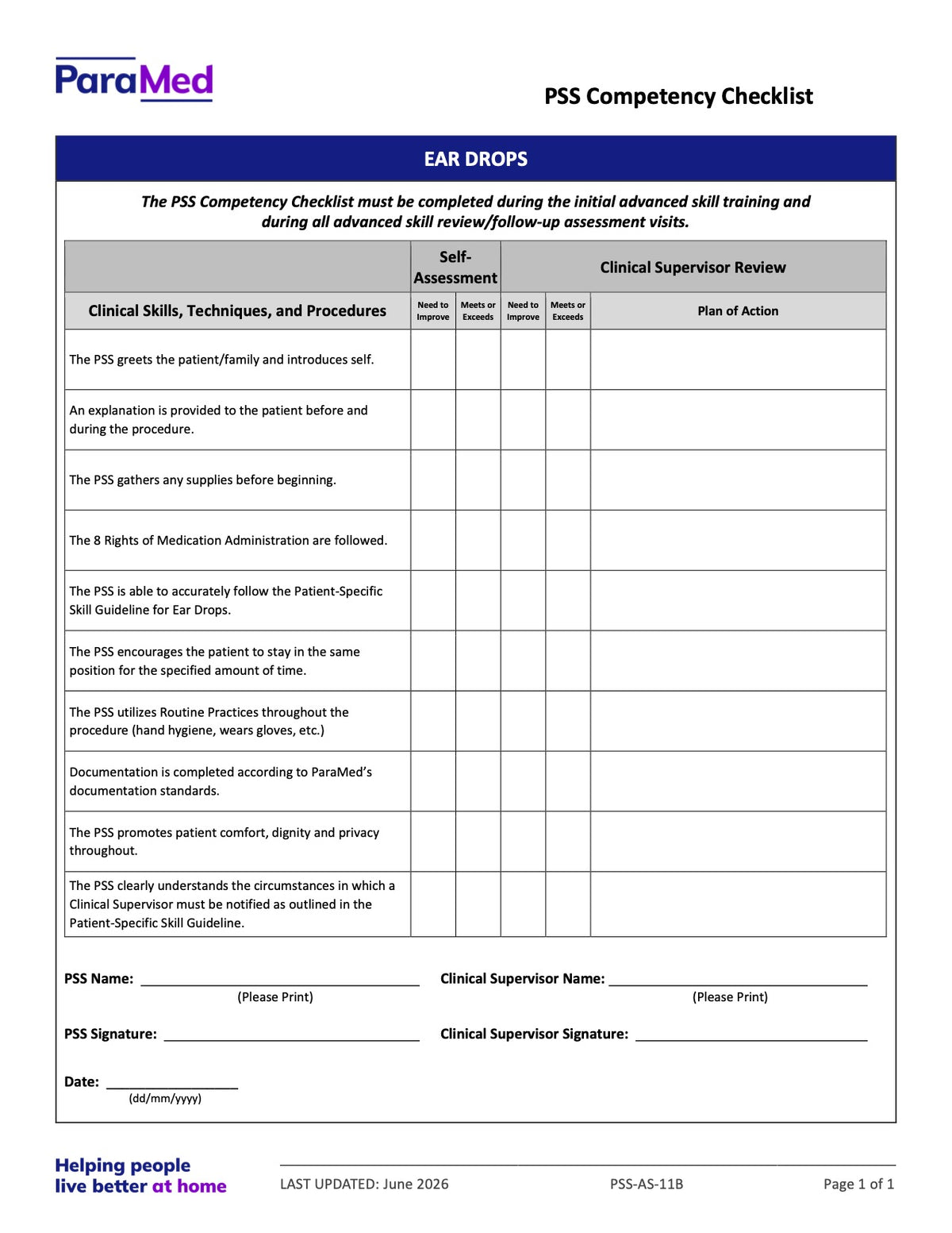Ear Drops (Competency Checklist) - page 1