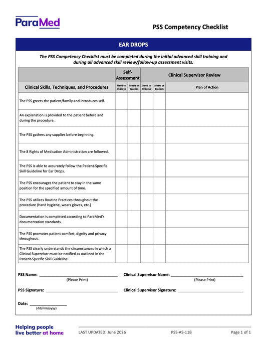 Ear Drops (Competency Checklist) - page 1