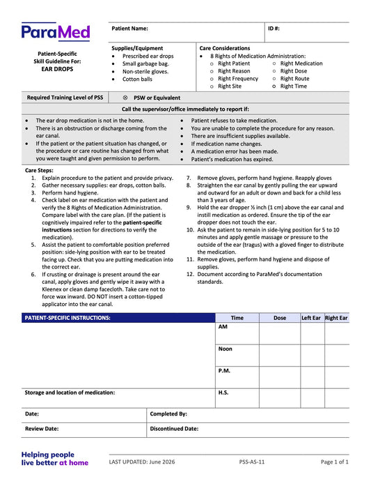 Ear Drops (Skill Guideline) - page 1