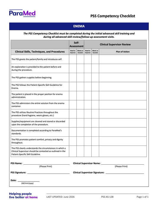 Enema (Competency Checklist) - page 1