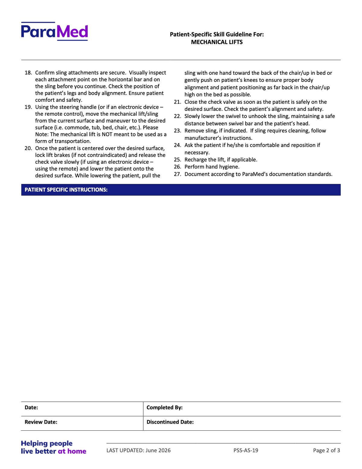 Mechanical Lifts (Skill Guideline) - page 2