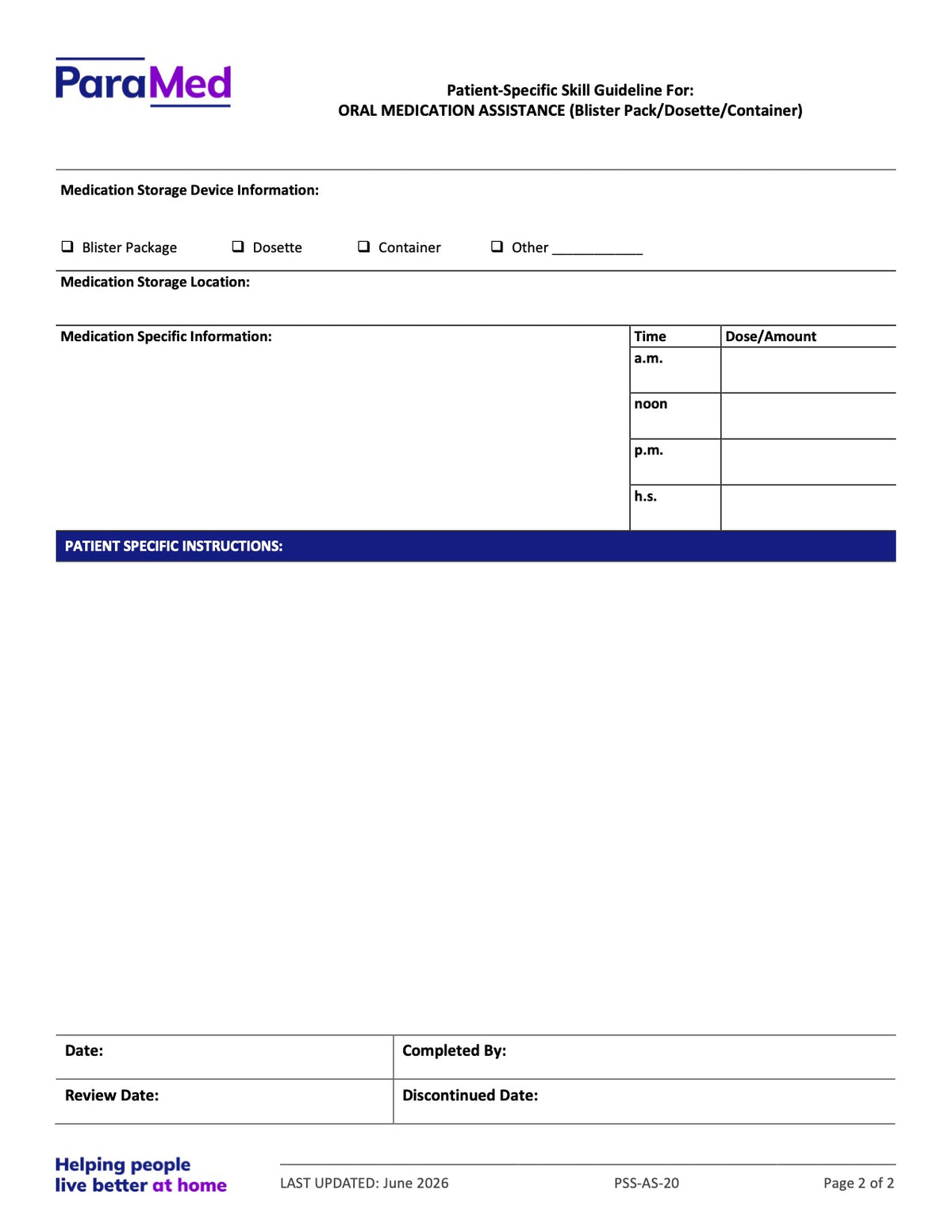 Oral Medication Assistance (Skill Guideline) - page 2