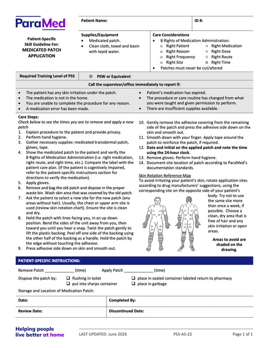 Medicated Patch Application (Skill Guideline) - page 1