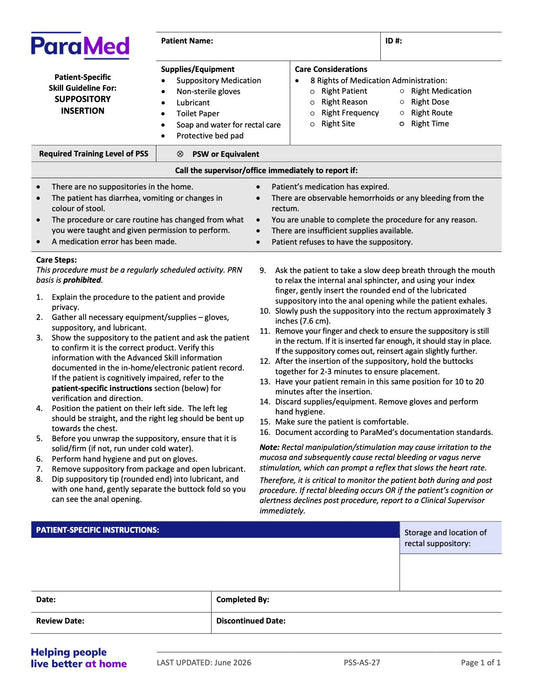 Suppository Insertion (Skill Guideline) - page 1