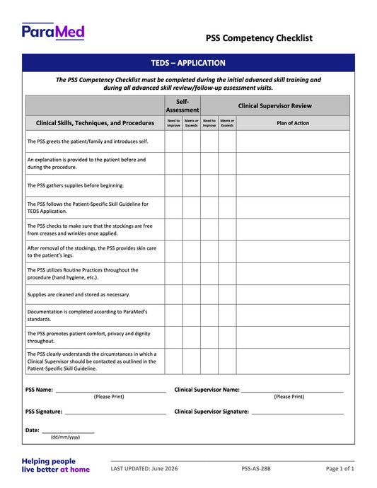TEDS - Application (Competency Checklist) - page 1