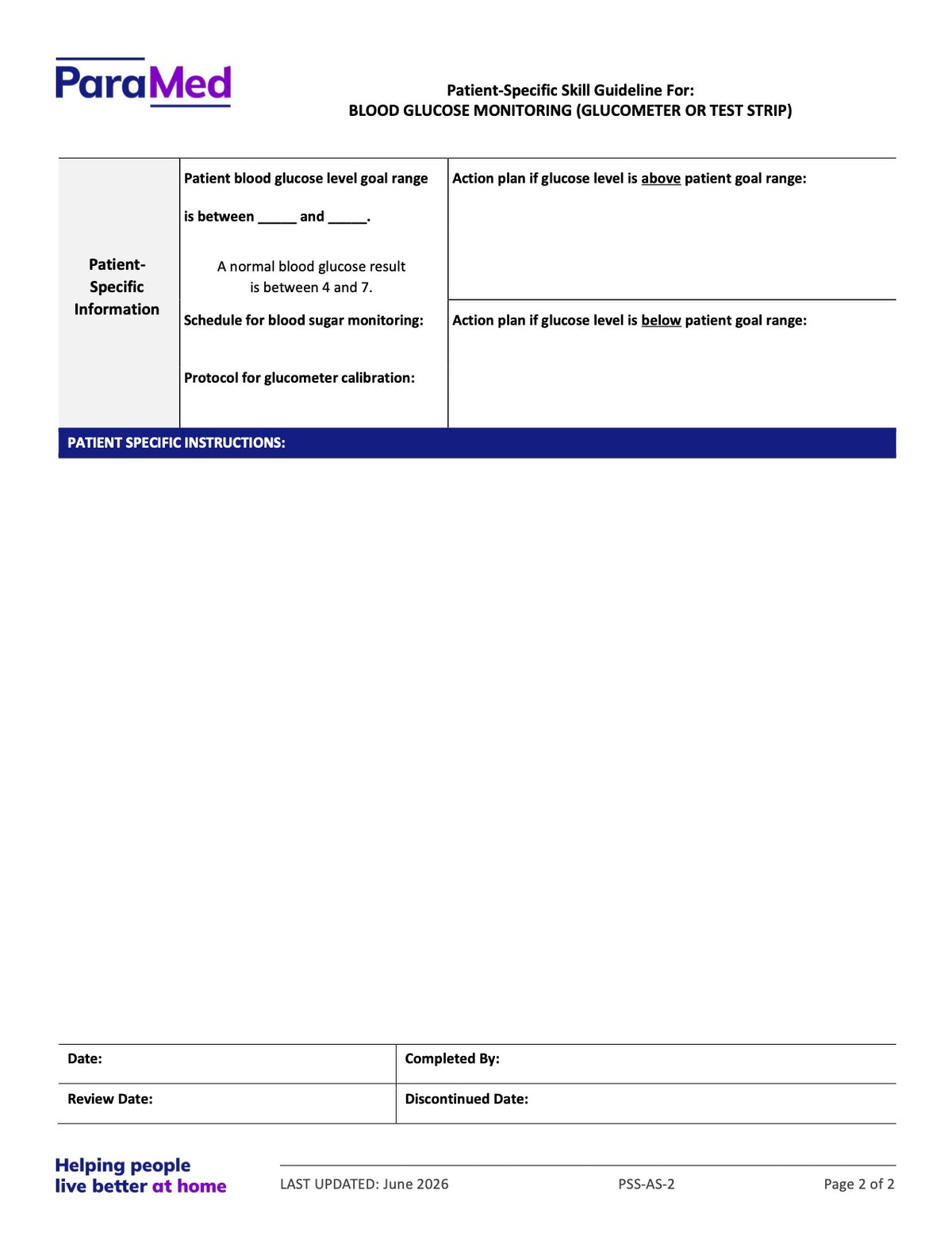 Blood Glucose Monitoring (Skill Guideline) - page 2