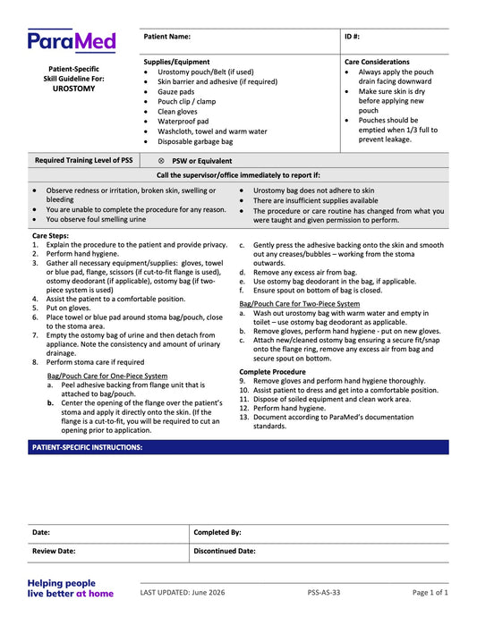 Urostomy (Skill Guideline) - page 1