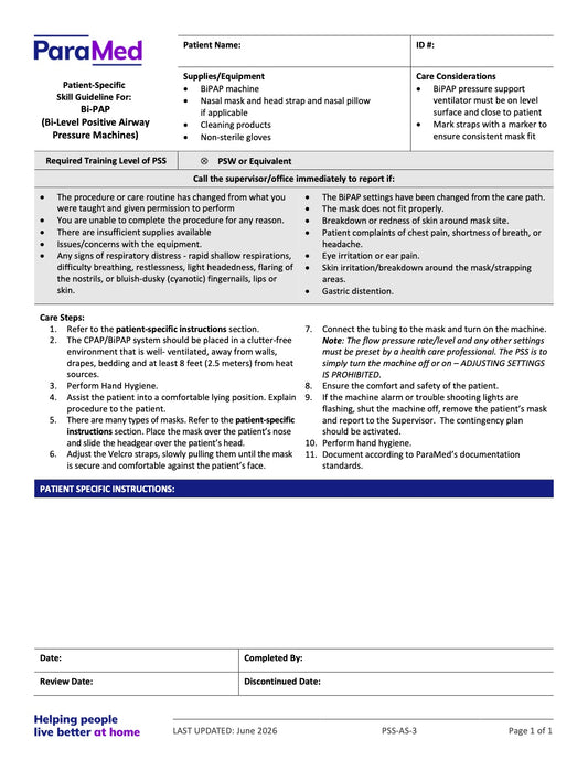 Bi-PAP (Skill Guideline) - page 1