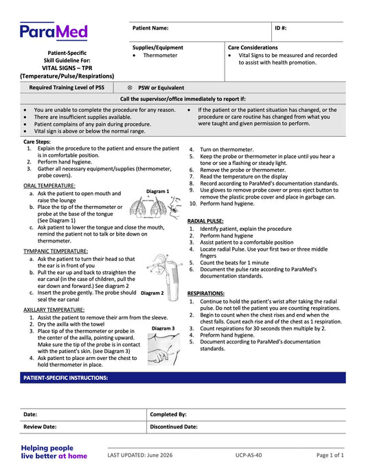 Vital Signs - TPR (Skill Guideline) - page 1
