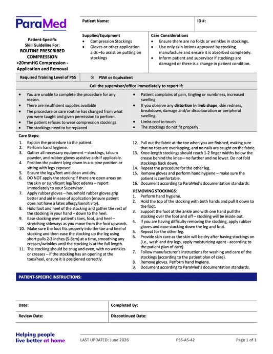 Routine Prescribed 20mmhg Compression (Skill Guideline) - page 1