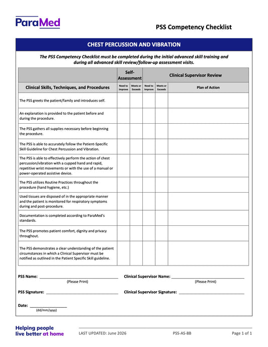 Chest Percussion and Vibration (Competency Checklist) - page 1
