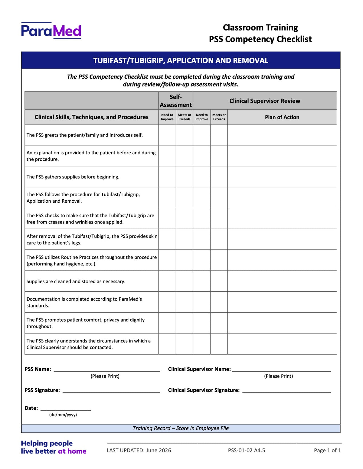PSS-CC - PSS Orientation/Skills Lab/Annual Skills Renewal (Competency Checklists Bundle)