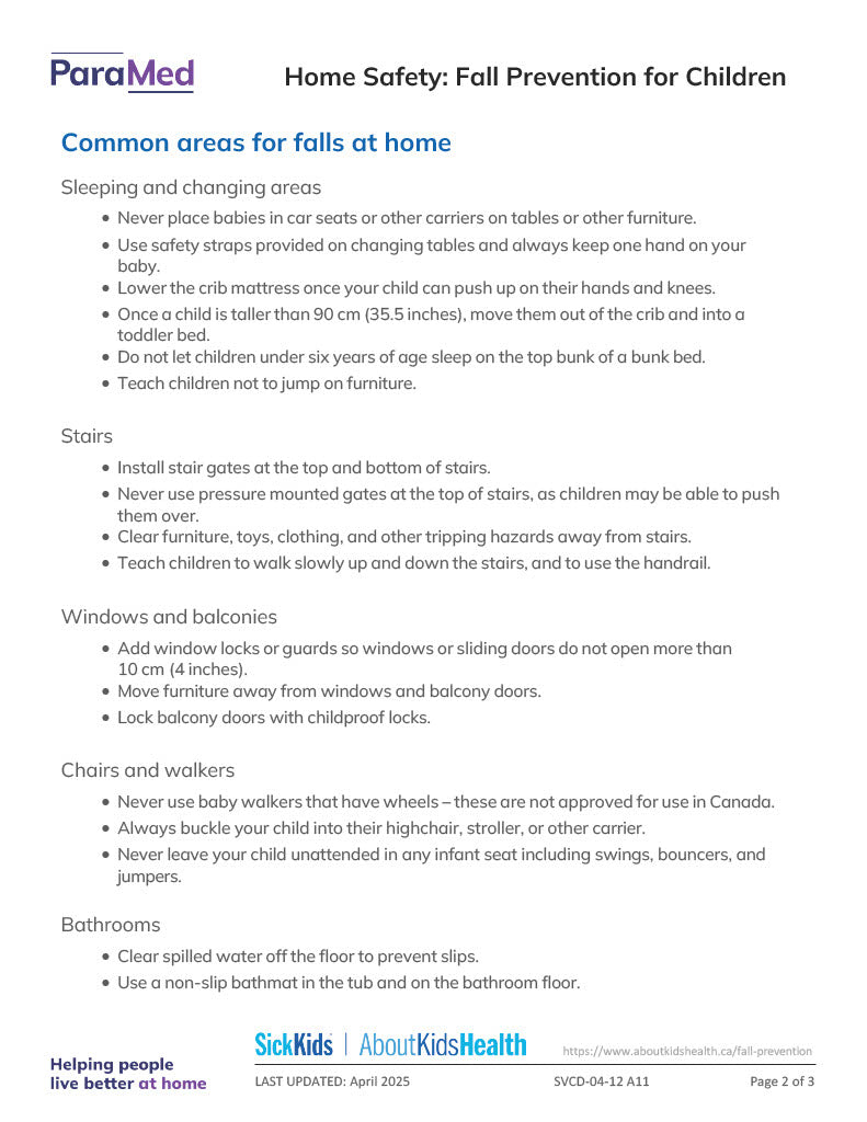 Home Safety Fall Prevention for Children – Extendicare Print Shop