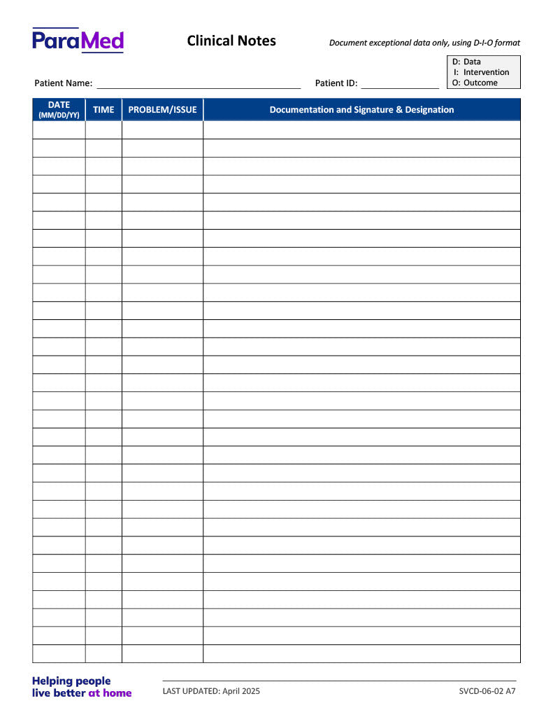 Clinical Notes Structure Clinical Notes – Extendicare Print Shop