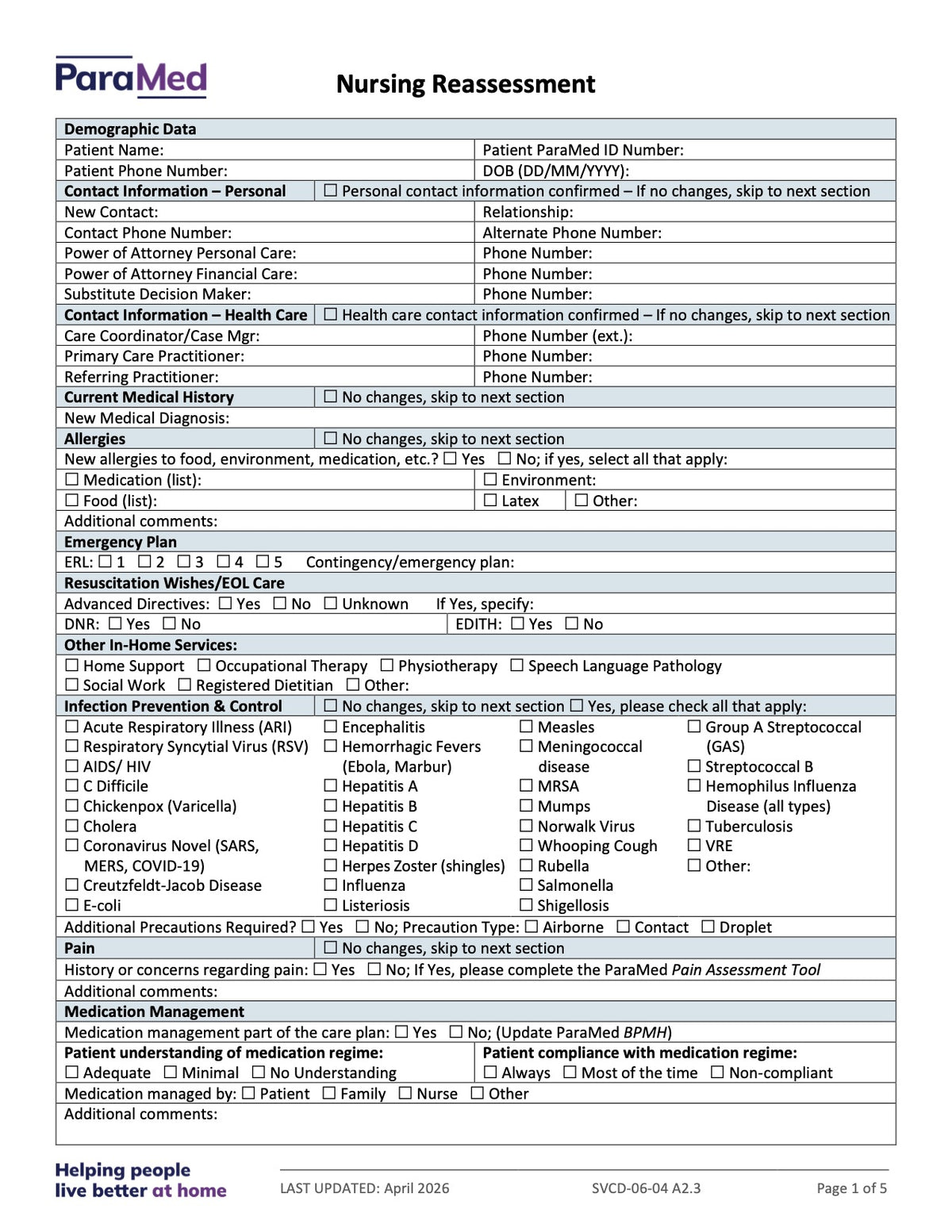 Nursing Reassessment - page 1
