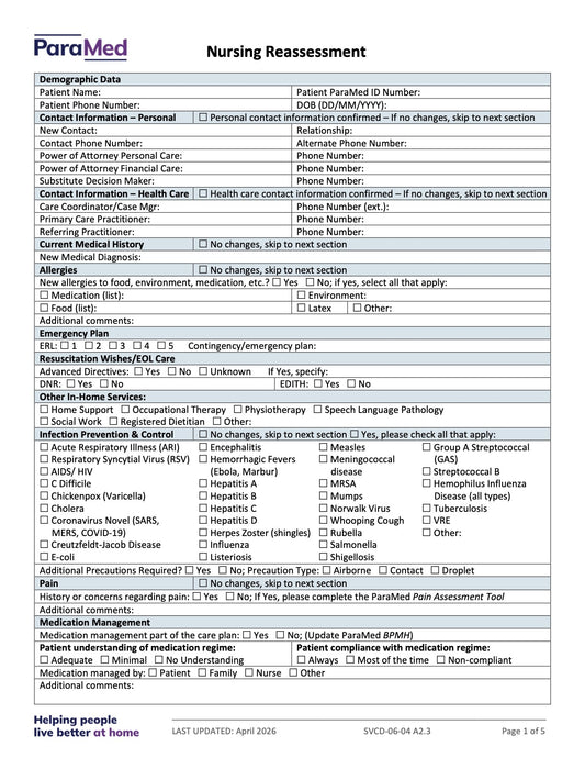 Nursing Reassessment - page 1