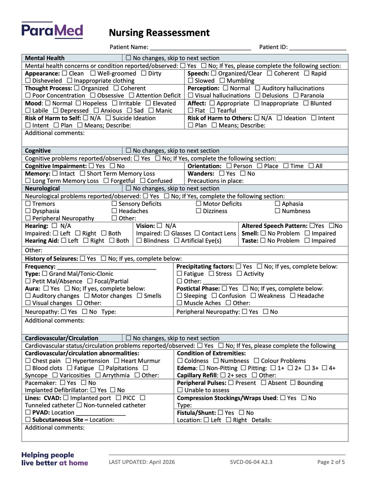 Nursing Reassessment - page 2