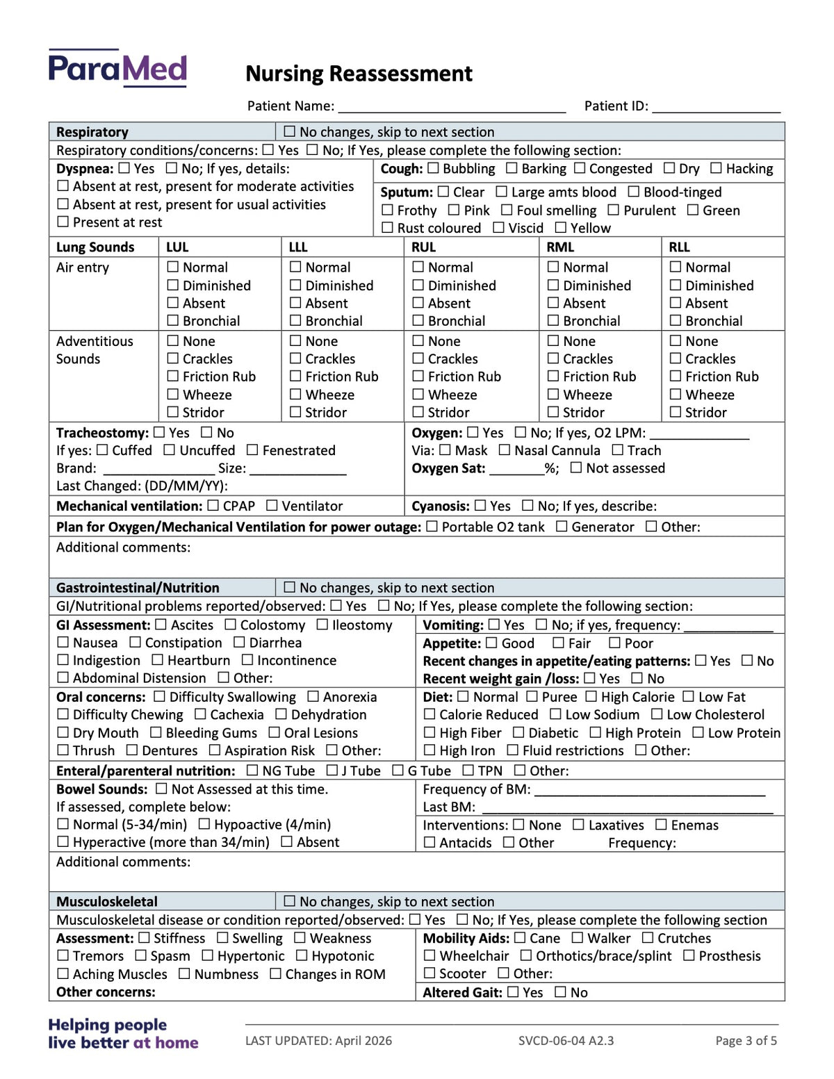 Nursing Reassessment - page 3