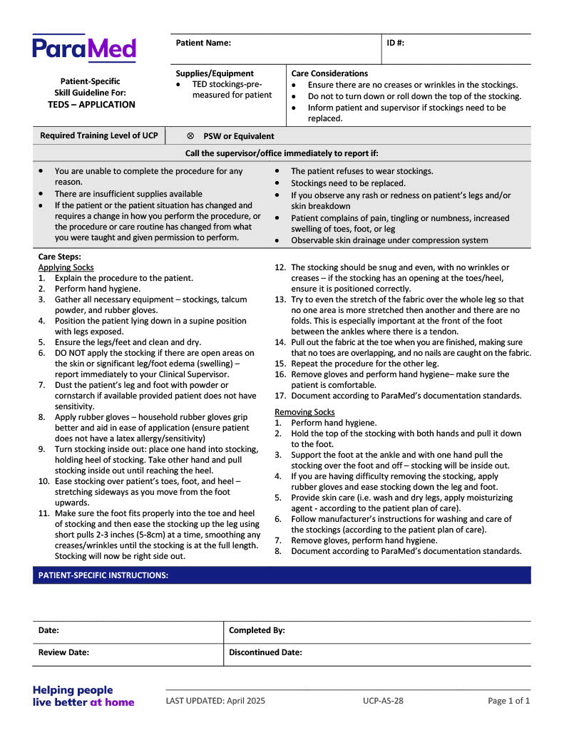 TEDS - Application (Skill Guideline) – Extendicare Print Shop