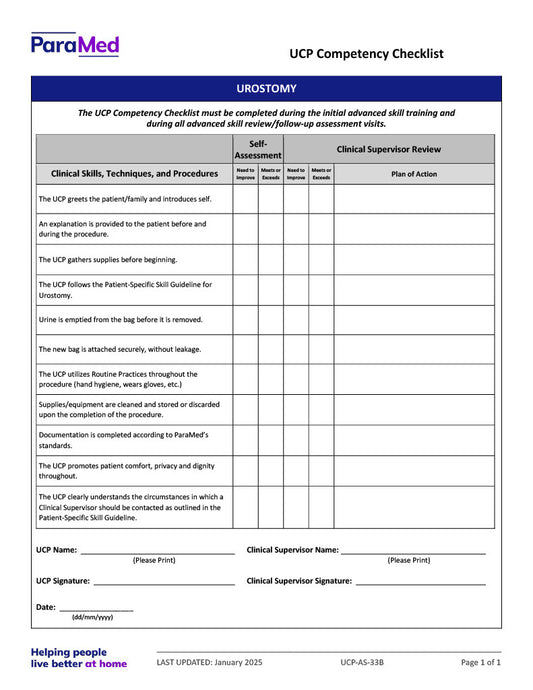 Urostomy (Competency Checklist)